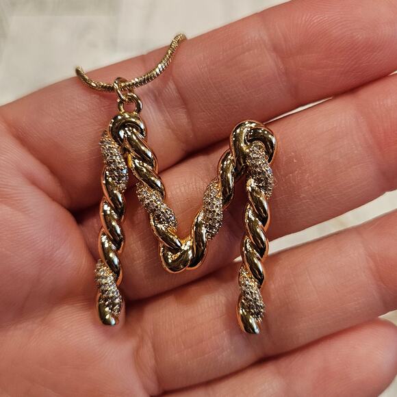 Ettika Women's 18K Gold-plated & Cubic Zirconia Initial M Pendant Necklace - Picture 4 of 6